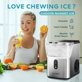 EUHOMY Pebble Ice Maker Machine with 35lbs/24H Soft Ice, Self-Cleaning Includes 2 Bottles of Cleaner - Euhomy
