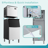 EUHOMY 339/449Lbs/24H Easy Use Commercial Ice Maker Machine Includes 2 Bottles of Cleaner - Euhomy