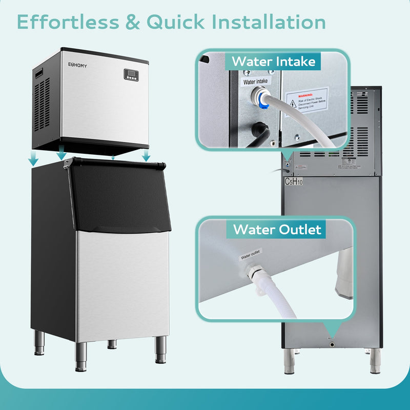 EUHOMY 339/449Lbs/24H Easy Use Commercial Ice Maker Machine Includes 2 Bottles of Cleaner - Euhomy