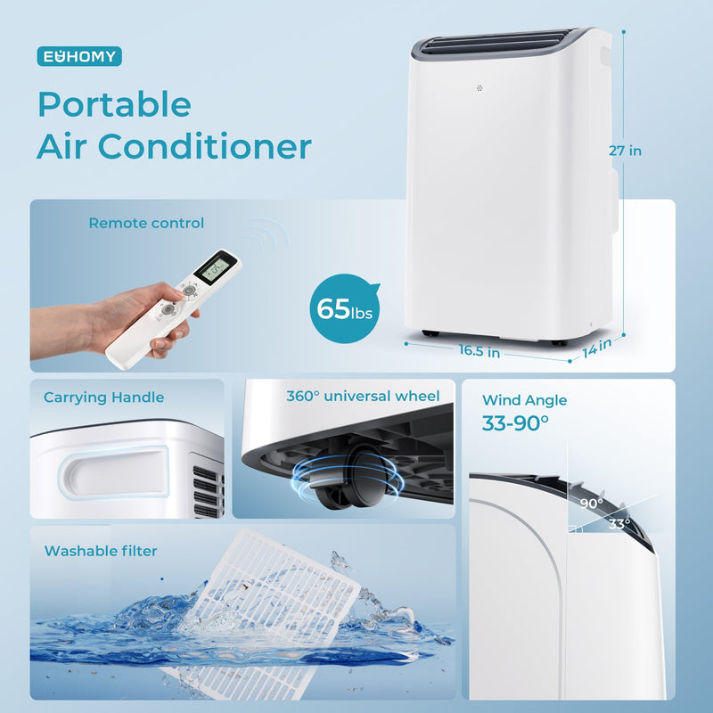 EUHOMY Portable Air Conditioners 14000 Btu3 in 1 Portable Cooling AC with Dehumidifier Fan Modes