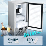 EUHOMY Commercial Under Counter Nugget Ice Maker Machine Includes 2 Bottles of Cleaner - Euhomy
