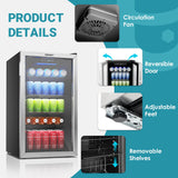 EUHOMY 3.2 Cu.Ft 126 Can Built in & Free Standing Beverage Cooler Wine Cooler