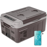 EUHOMY 12V Portable Car Refrigerator, 10L, Single Zone, APP Control, Brown & Gray – Compact Fridge & Freezer for Camping & Travel