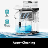 EUHOMY Ice Cube Maker Machine Countertop with External Water Tank, 34Lbs, 16Pcs Ready in 13 Mins, 2 Ways to Add Water, Auto-Cleaning, with Ice Scoop & Basket Includes 2 Bottles of Cleaner - Euhomy